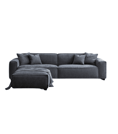 Aluxo Dakota 4 seater with Chaise in Charcoal Boucle