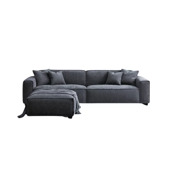 Aluxo Dakota 4 seater with Chaise in Charcoal Boucle