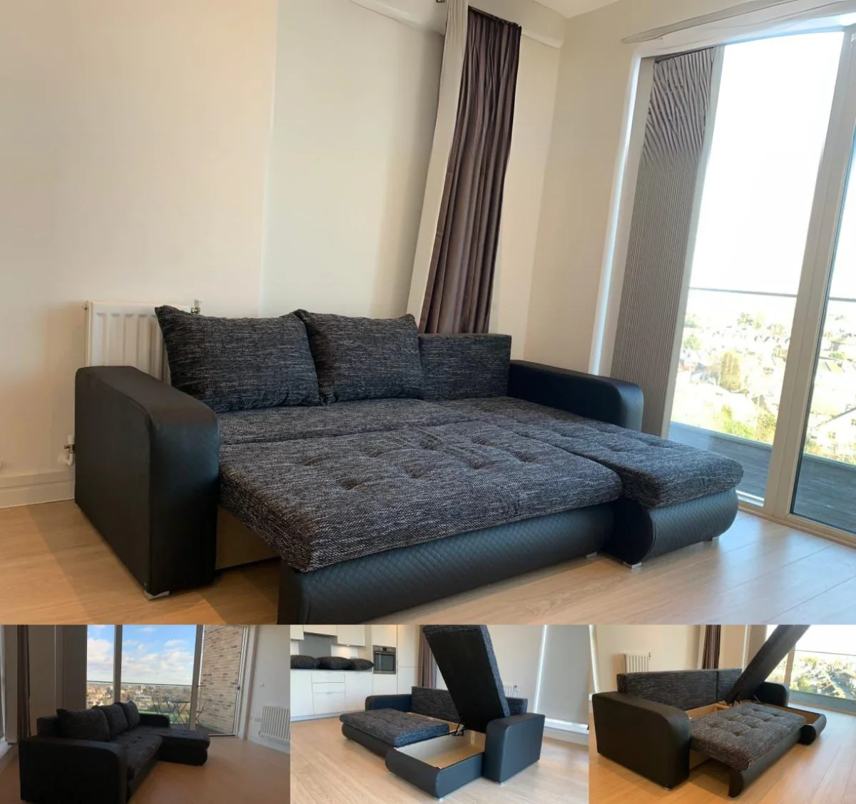 Berlin-Sofa-bed-with-storage Colors Available : Black Grey Dark Gray Charcoal Blue