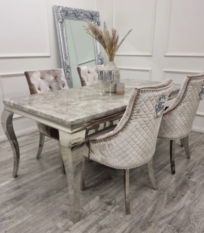 Louis Chrome Dining Table With Bentley Dining Chairs