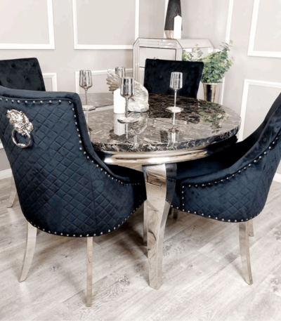 Louis Round Chrome Table With Bentley Chairs