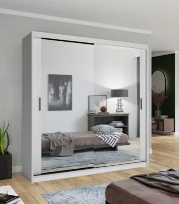 Modern White Wardrobe with Mirror UK