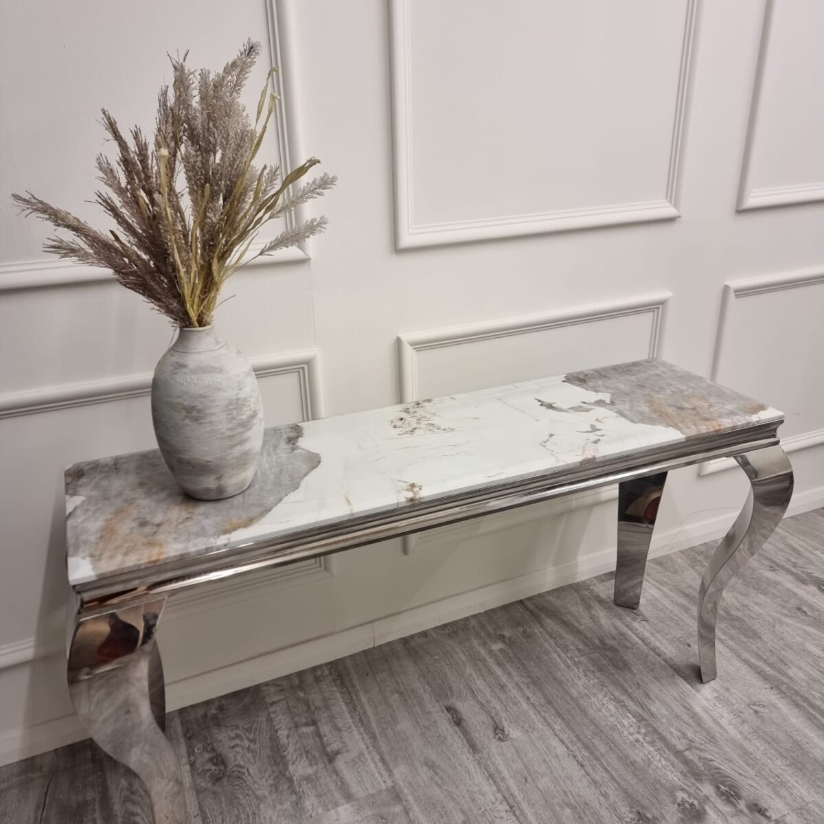 Louis Chrome Console Table