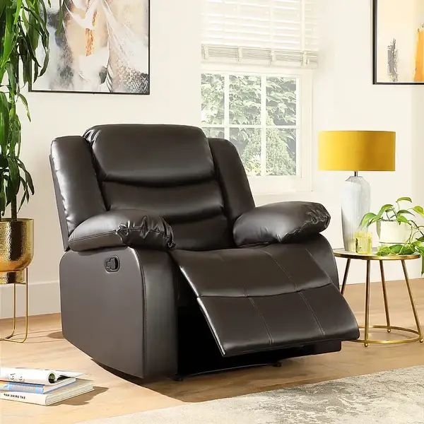 Roma Brown Leather Recliner Armchair