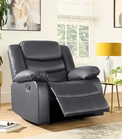 Roma Grey Leather Recliner Armchair