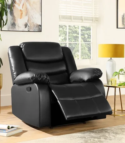 Roma Black Leather Recliner Armchair