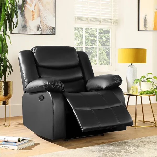 Roma Black Leather Recliner Armchair